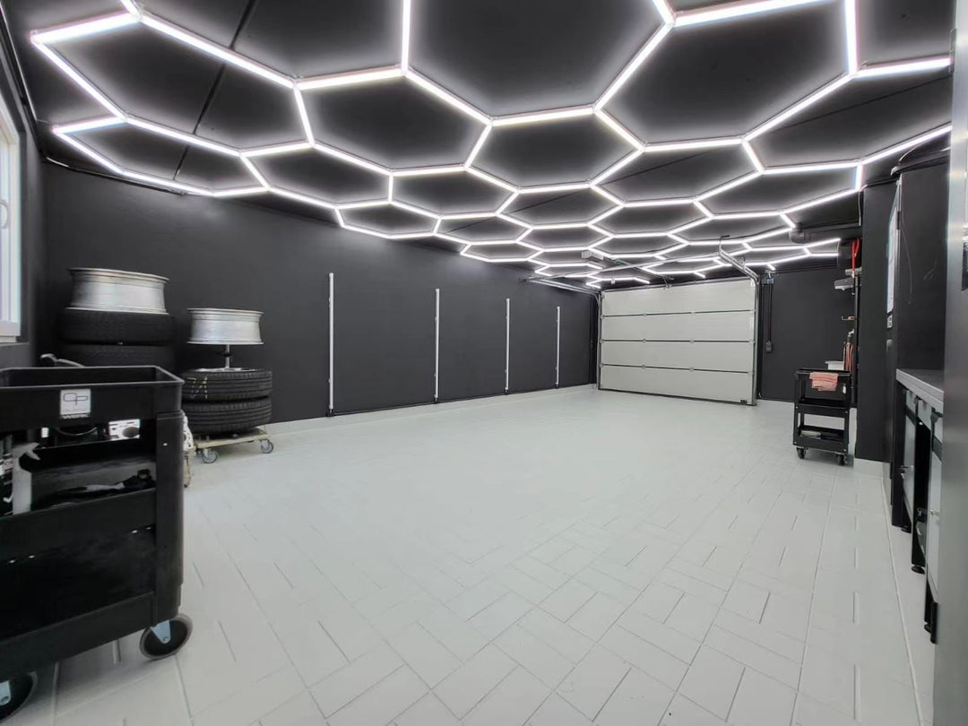 HEXLED Lighting 23 grid hexagon led lights for double garage