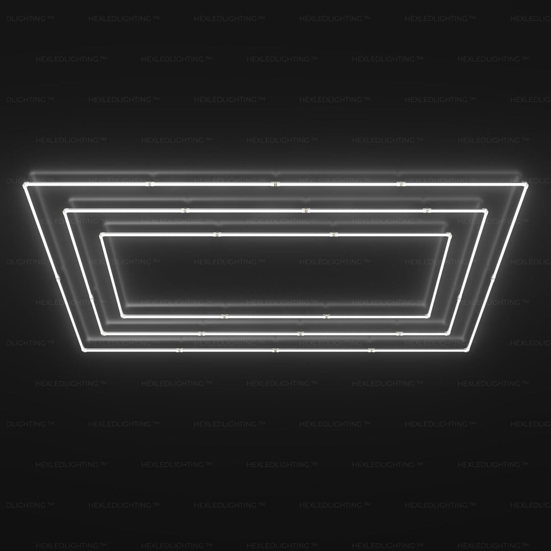 Linear Frame LED Garage Lighting for garage & workshops – 3 Frame (15.7’ x 7.9’ / 4.8m x 2.4m) HEXLEDLIGHTING