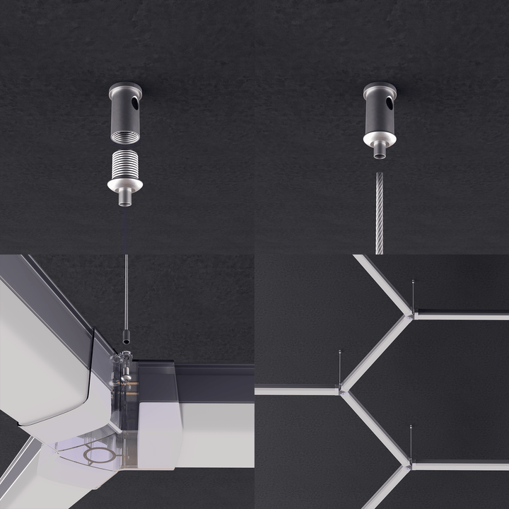 Ceiling Suspension Wire Kit for Hexagon Lights – Adjustable 1 m / 3 m Steel Cables for Garage HEXLEDLIGHTING Pic 4