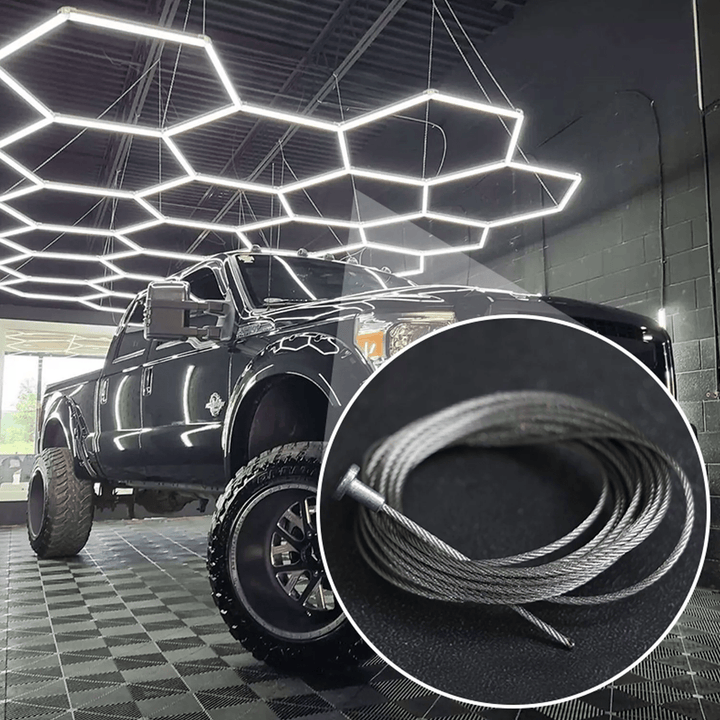 Ceiling Suspension Wire Kit for Hexagon Lights – Adjustable 1 m / 3 m Steel Cables for Garage HEXLEDLIGHTING Pic 1