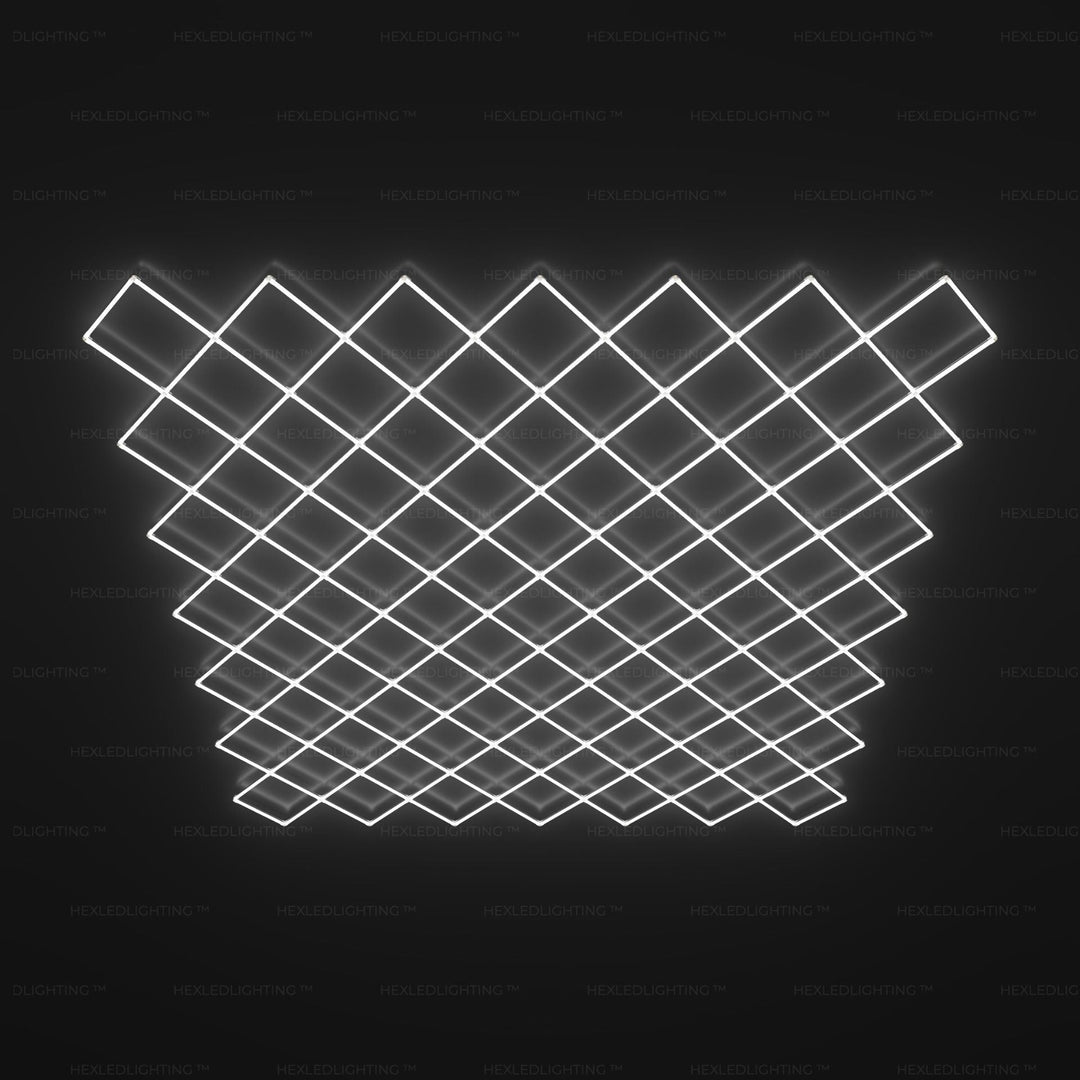 Diamond Grid LED Garage Lighting (19’ x 19’ / 5.8m x 5.8m) for Garages or shops – HEXLEDLIGHTING – Pic 1