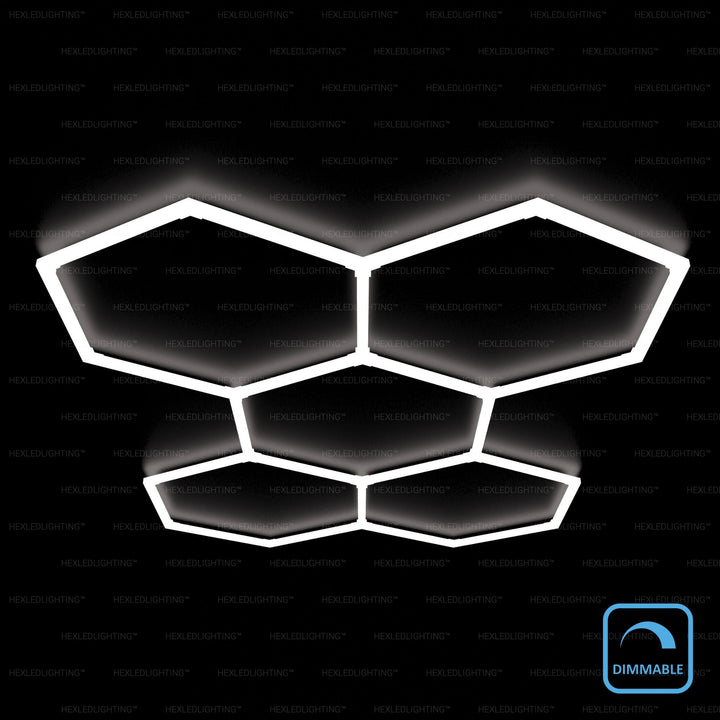 Dimmable Hexagon Lights – 5 Grid LED Garage Lighting (7.9' × 5.3' / 2.4 m × 1.6 m) for Garages – HEXLEDLIGHTING – Pic 1