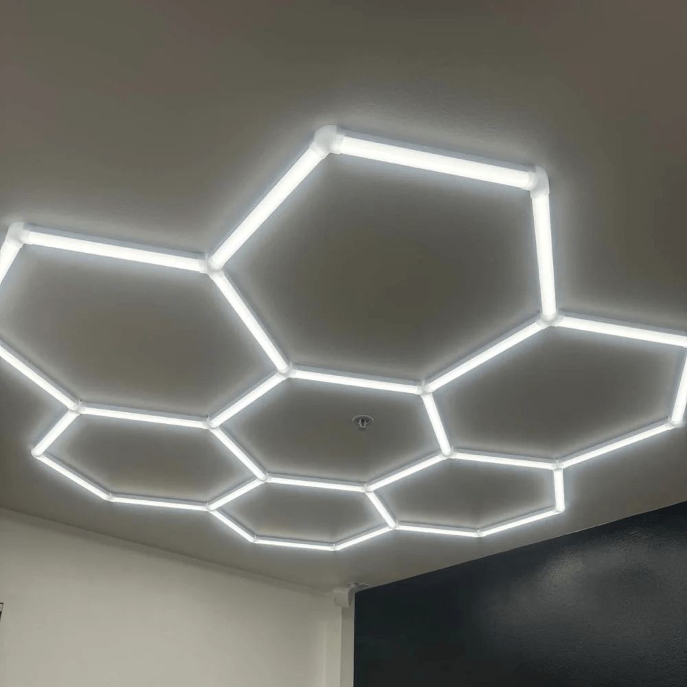 Dimmable Hexagon Lights – 7 Circle Grid LED Garage Lighting (8.2' × 7.9' / 2.5 m × 2.4 m) for Garages– HEXLEDLIGHTING – Pic 6