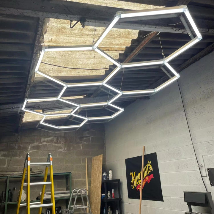 Dimmable Hexagon Lights – 7 Grid Long LED Garage Lighting (11.5' × 4.9' / 3.5 m × 1.5 m) for Garages– HEXLEDLIGHTING – Pic 4