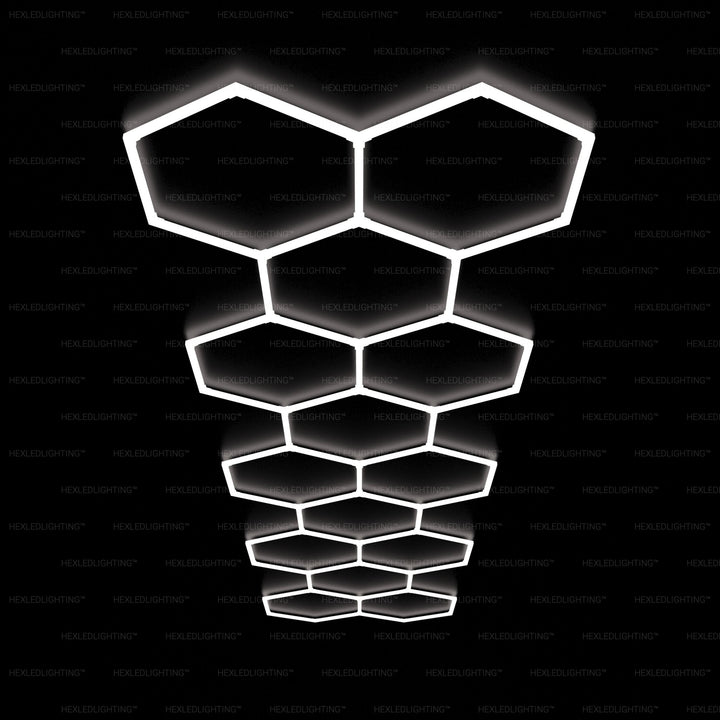 Hexagon Lights – 14 Grid Linear LED Garage Lighting (21.7' × 5.4' / 6.6 m × 1.65 m) for Garage – HEXLEDLIGHTING – Pic 1