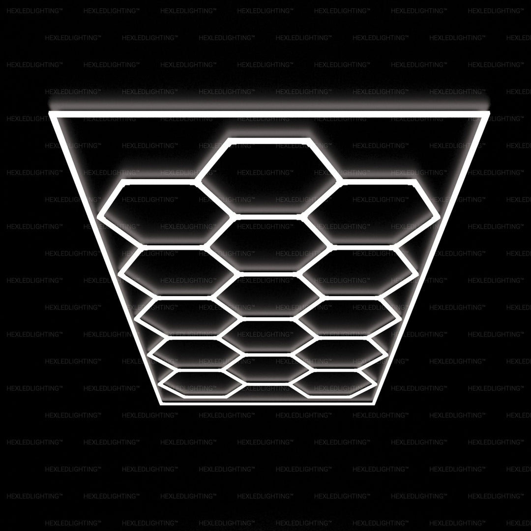 Hexagon Lights – 15-Grid Border LED Garage Lighting (15.7' × 7.9' / 4.8 m × 2.4 m) for Garage or shop HEXLEDLIGHTING Pic 1