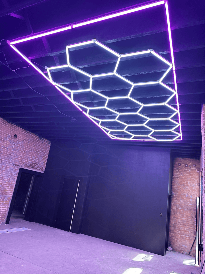 Hexagon Lights – 15 Grid Color Border LED Garage Lighting (15.7' × 7.9' / 4.8 m × 2.4 m) for Garage HEXLEDLIGHTING Pic 13