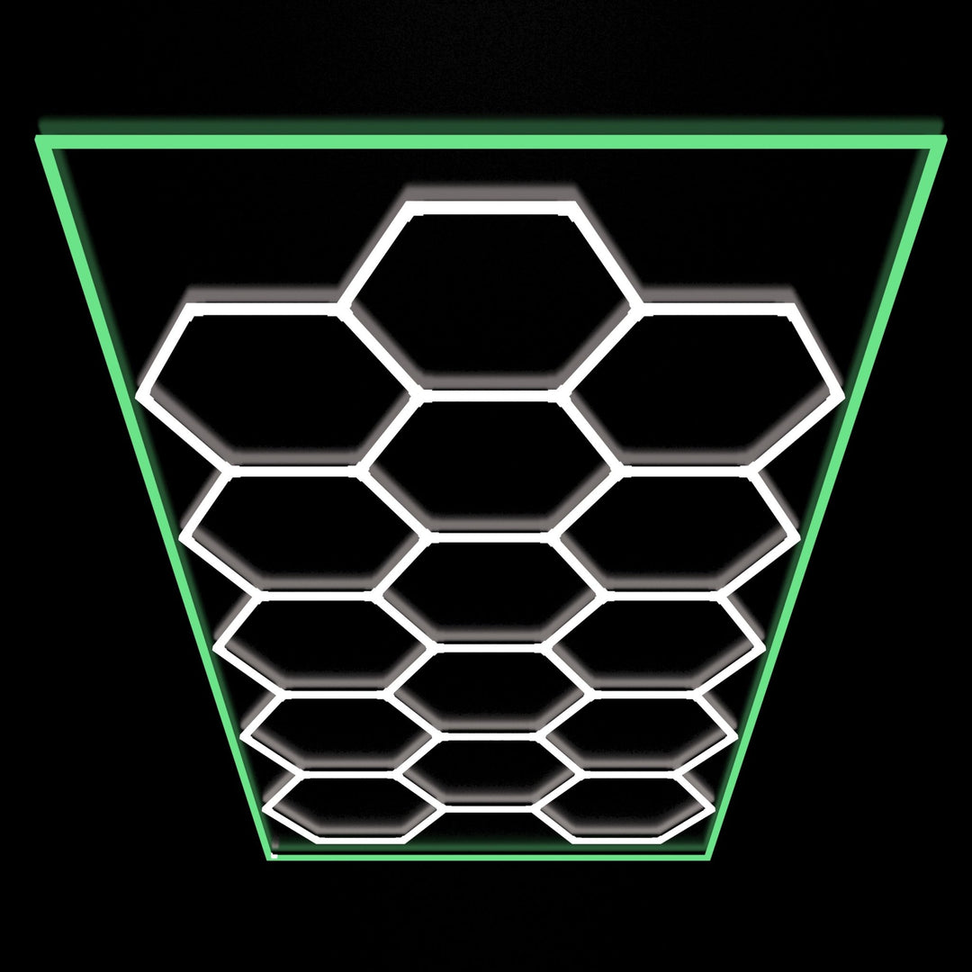 Hexagon Lights – 15 Grid Color Border LED Garage Lighting (15.7' × 7.9' / 4.8 m × 2.4 m) for Garage HEXLEDLIGHTING Pic 19