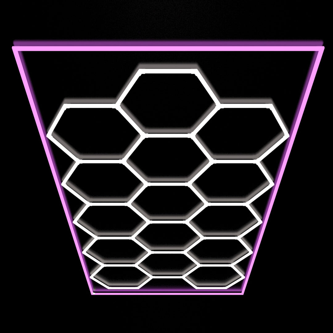 Hexagon Lights – 15 Grid Color Border LED Garage Lighting (15.7' × 7.9' / 4.8 m × 2.4 m) for Garage HEXLEDLIGHTING Pic 17