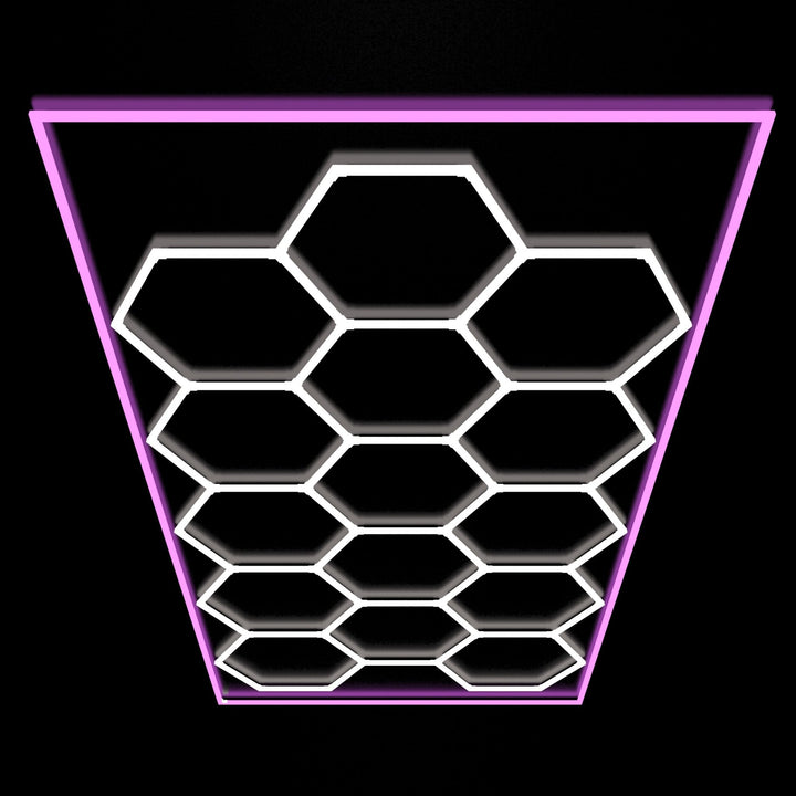 Hexagon Lights – 15 Grid Color Border LED Garage Lighting (15.7' × 7.9' / 4.8 m × 2.4 m) for Garage HEXLEDLIGHTING Pic 17