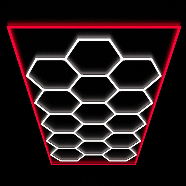 Hexagon Lights – 15 Grid Color Border LED Garage Lighting (15.7' × 7.9' / 4.8 m × 2.4 m) for Garage HEXLEDLIGHTING Pic 18
