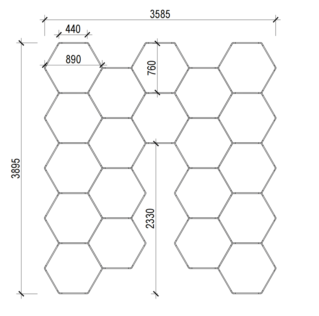 Hexagon Lights – 20-Grid U-Shape LED Garage Lighting (12' × 13' / 3.6m x 3.9m) for Garage or shop HEXLEDLIGHTING Pic 2