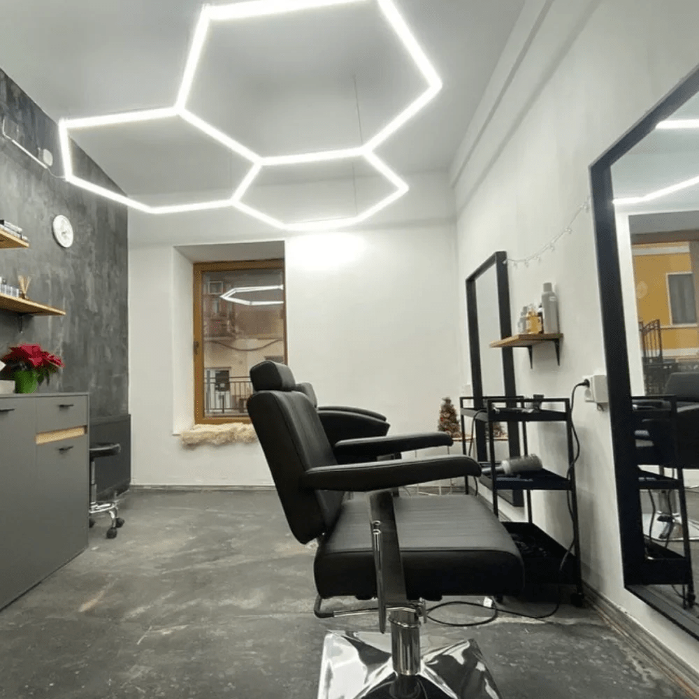 Hexagon Lights – 3-Grid Cluster LED Garage Lighting (5.6' × 5.6' / 1.7 m × 1.7 m) for Garage or shop HEXLEDLIGHTING Pic 5