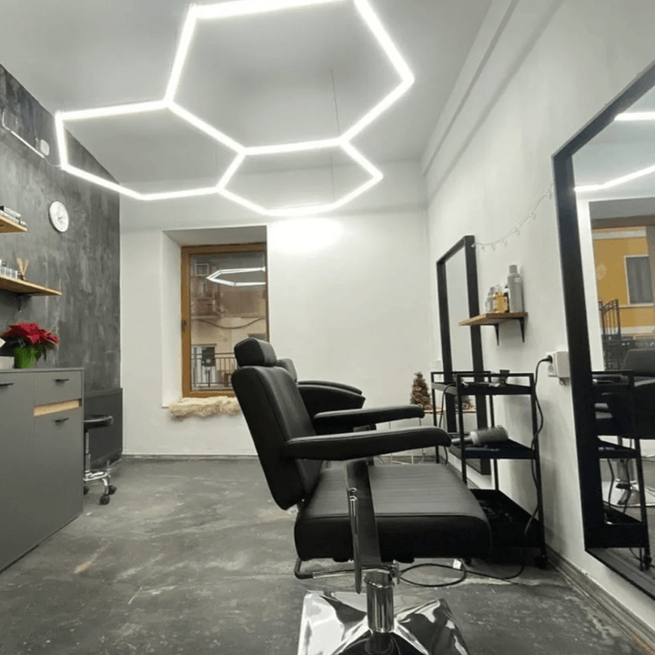 Hexagon Lights – 3-Grid Cluster LED Garage Lighting (5.6' × 5.6' / 1.7 m × 1.7 m) for Garage or shop HEXLEDLIGHTING Pic 5