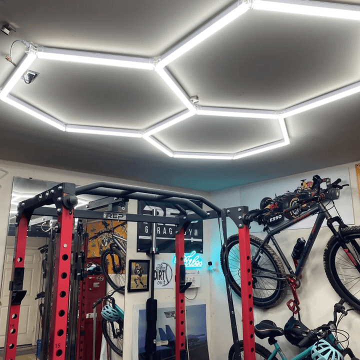 Hexagon Lights – 3-Grid Cluster LED Garage Lighting (5.6' × 5.6' / 1.7 m × 1.7 m) for Garage or shop HEXLEDLIGHTING Pic 6
