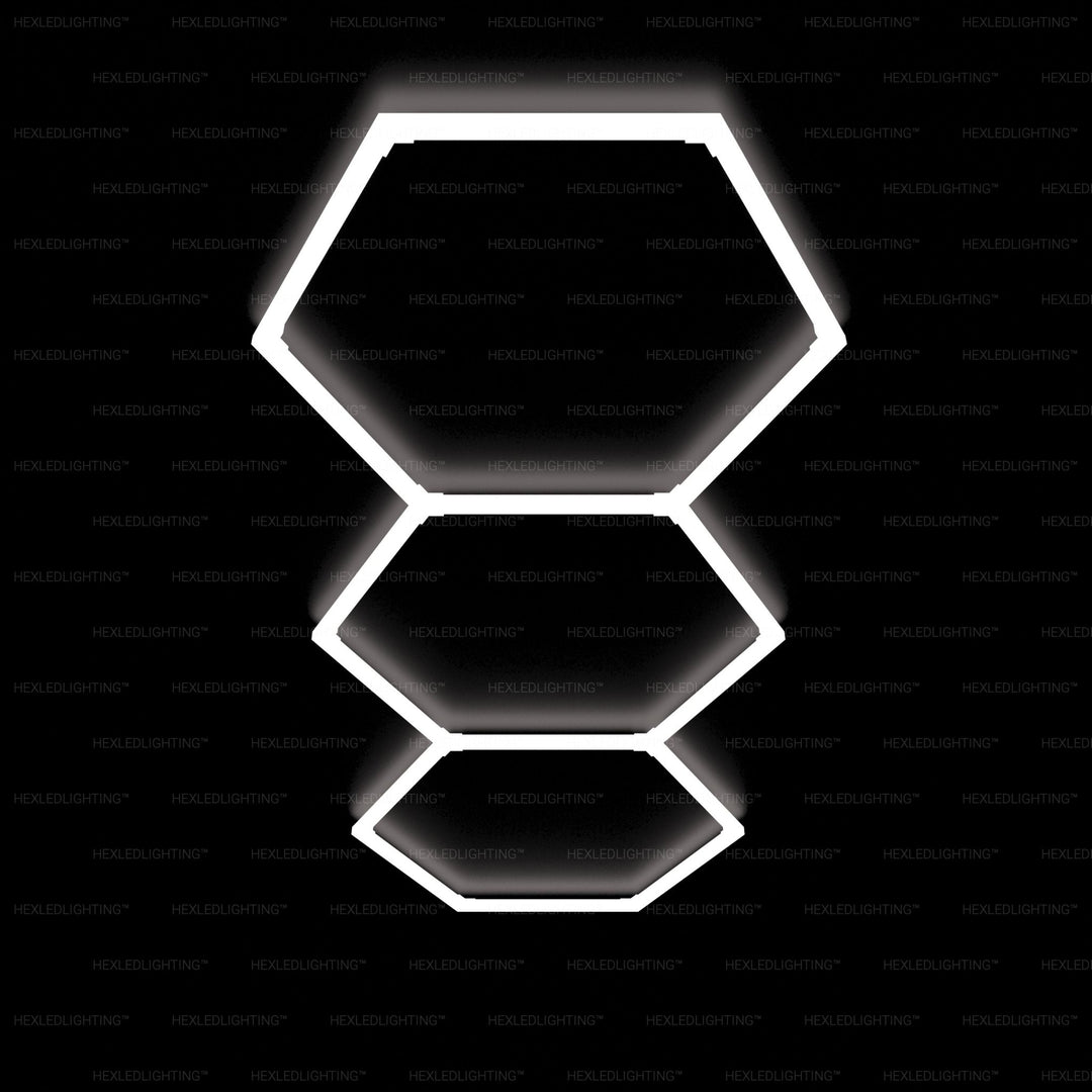 Hexagon Lights – 3 - Grid LED Garage Lighting (8.2' × 3' / 2.5 m × 0.9 m) for Garages or shops – HEXLEDLIGHTING – Pic 1