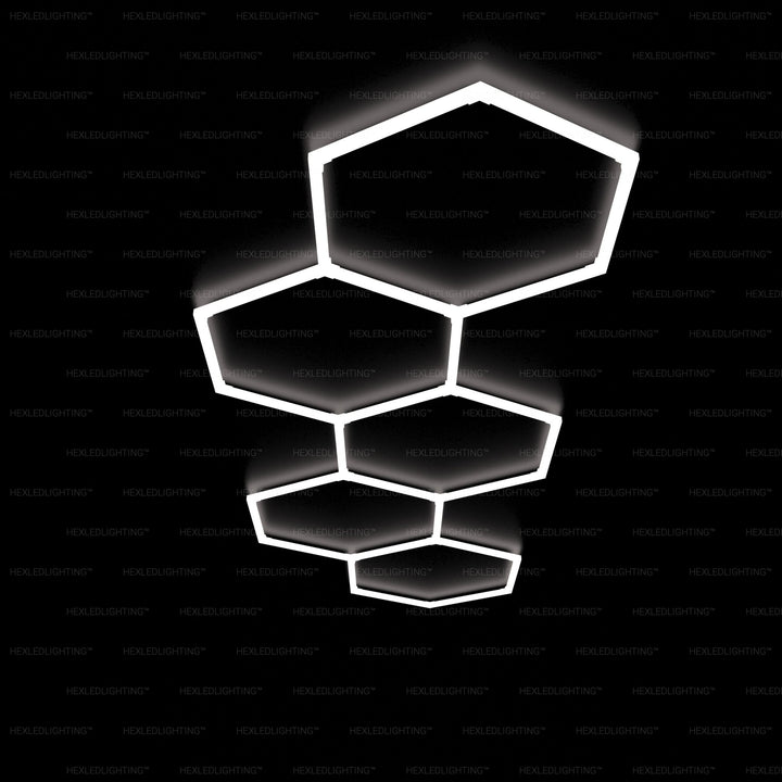 Hexagon Lights – 5-Grid Long LED Garage Lighting (12.5' × 4.3' / 3.8 m × 1.3 m) for Garage or shop HEXLEDLIGHTING Pic 1