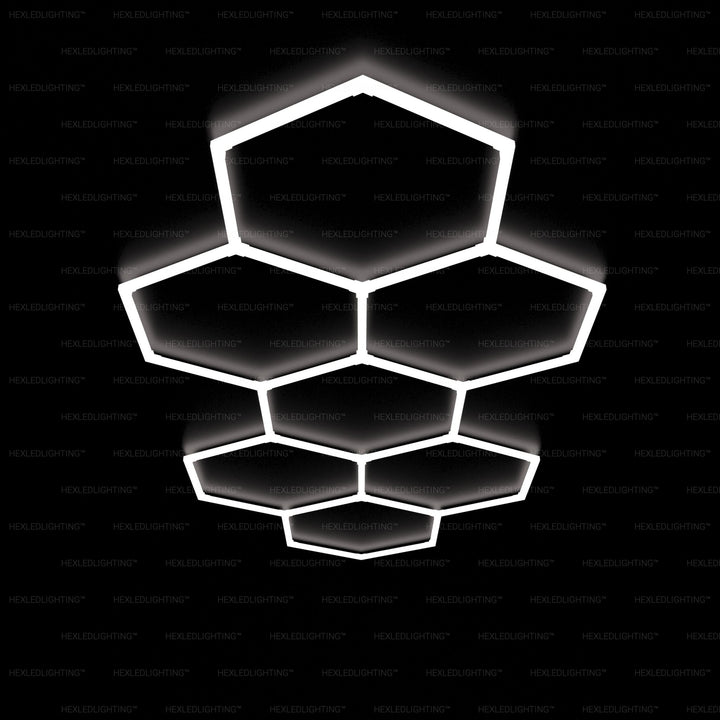 Hexagon Lights – 7 Grid Long LED Garage Lighting (11.5' × 4.9' / 3.5 m × 1.5 m) for Garages or shops – HEXLEDLIGHTING – Pic 1