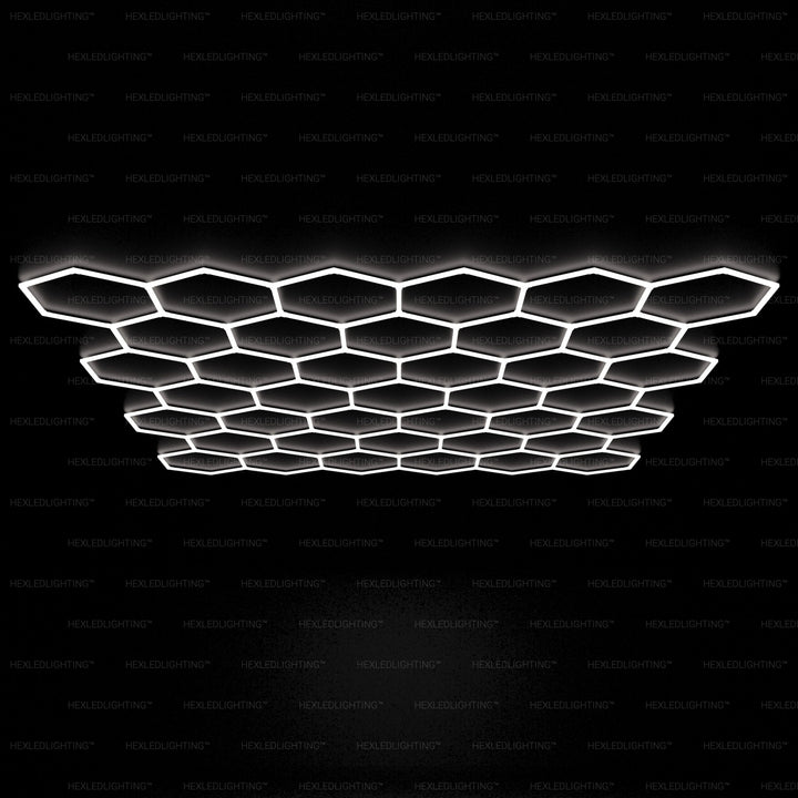 Hexagon Lights Large 39 Grid LED Garage Lighting (20 ft × 21.5 ft / 6.2m x 6.6m) for Garages or shops HEXLEDLIGHTING Pic 1