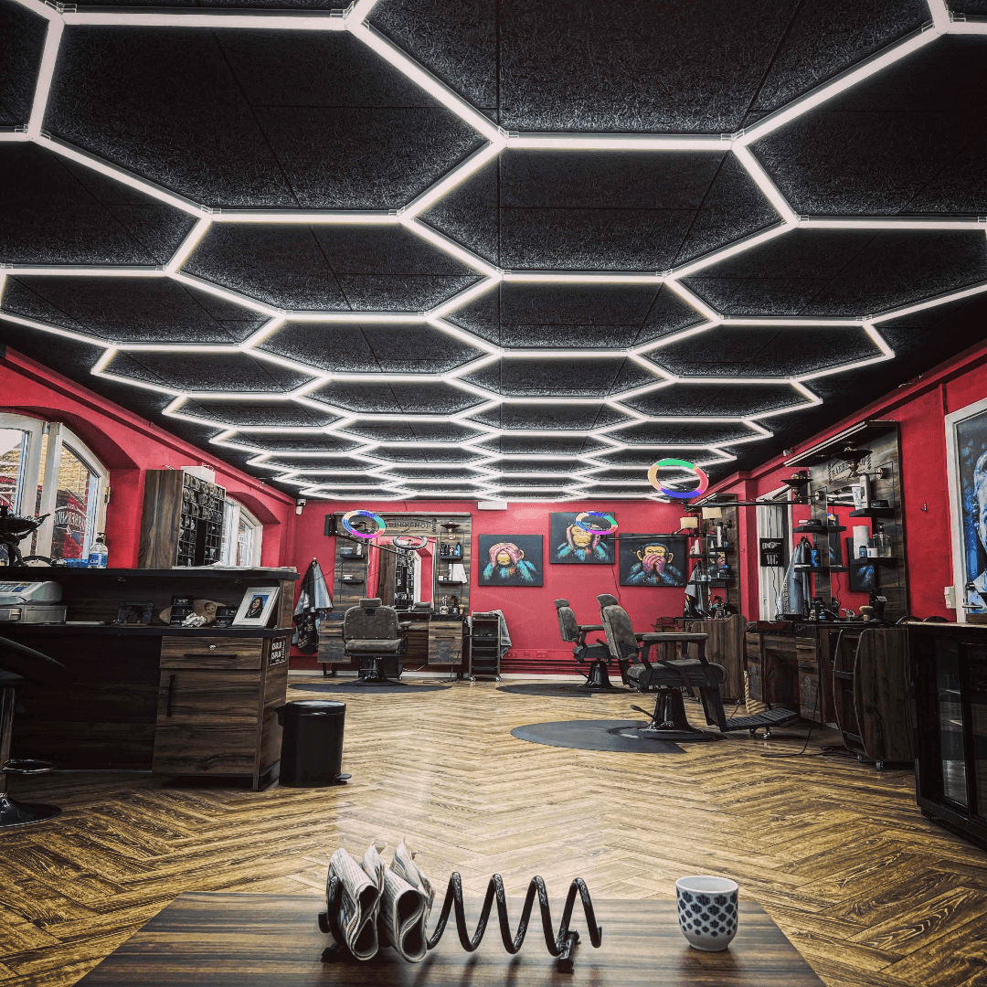 Hexagon Lights Large 39 Grid LED Garage Lighting (20 ft × 21.5 ft / 6.2m x 6.6m) for Garages or shops HEXLEDLIGHTING Pic 5