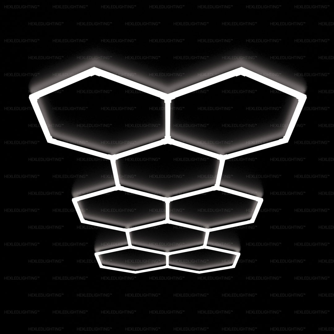 Hexagon Lights – Large 8 Long Grid LED Garage Lighting (15.6' × 6.8' / 4.76 m × 2.06 m) for Garage – HEXLEDLIGHTING – Pic 1
