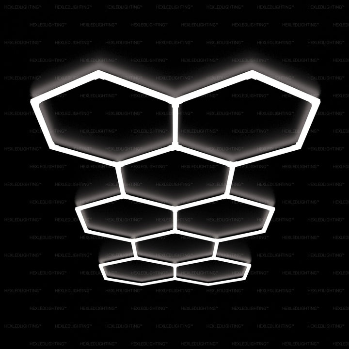 Hexagon Lights – Large 8 Long Grid LED Garage Lighting (15.6' × 6.8' / 4.76 m × 2.06 m) for Garage – HEXLEDLIGHTING – Pic 1