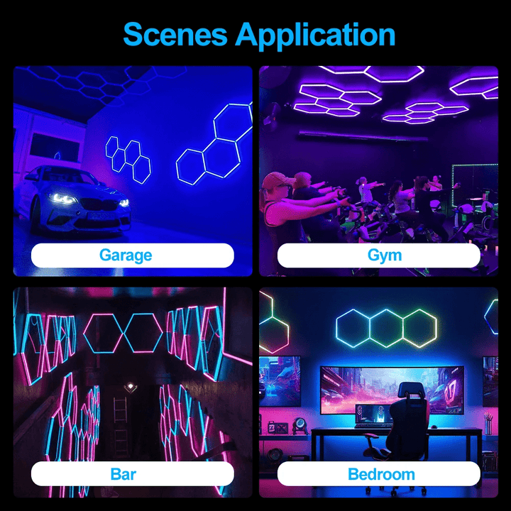 Hexagon RGB Lights – 3 - Line LED Ambient Lighting (8.2' × 3.3' / 2.5 m × 1 m) for Garages or shops – HEXLEDLIGHTING – Pic 3