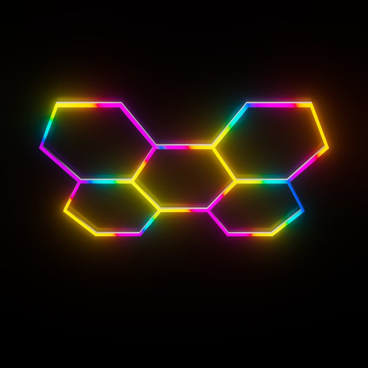 Hexagon RGB Lights - 5 - Grid Bar Lights (8 ft × 5.6 ft / 2.4 m × 1.7 m) for Garages or shops – HEXLEDLIGHTING – Pic 1