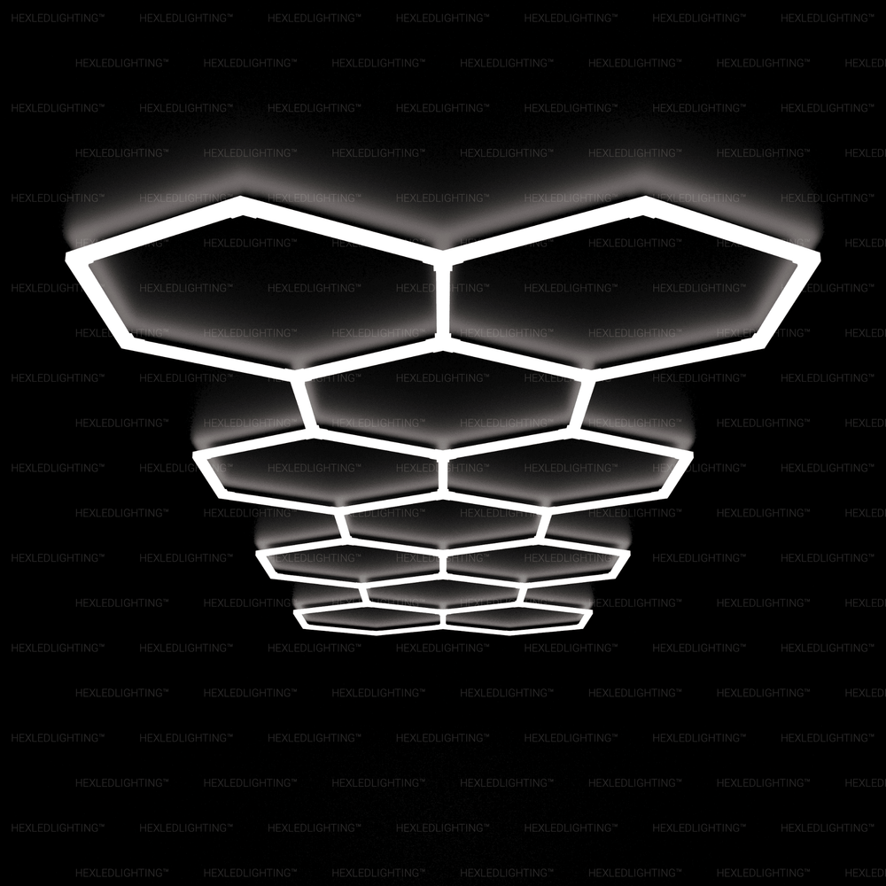 Large 11 line grid hexagon LED lights for garages – HEXLED Lighting