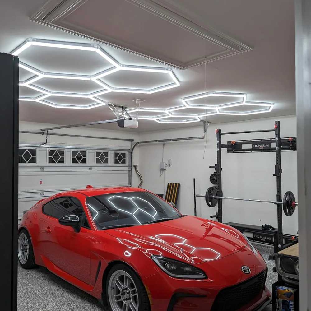 Hexagon garage lighting - 5 Grid led system 