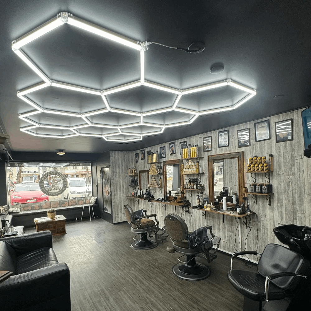 Dimmable Hexagon Lights – 11 Grid LED Ceiling Light (10.8' × 7.9' / 3.3 m × 2.4 m) for Garages – HEXLEDLIGHTING – Pic 3