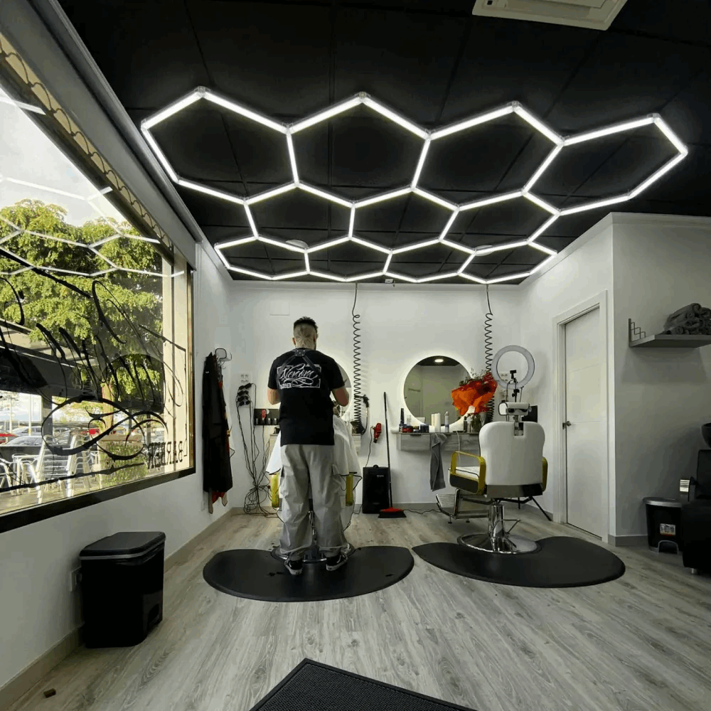 Dimmable Hexagon Lights – 11 Grid LED Ceiling Light (10.8' × 7.9' / 3.3 m × 2.4 m) for Garages – HEXLEDLIGHTING – Pic 4