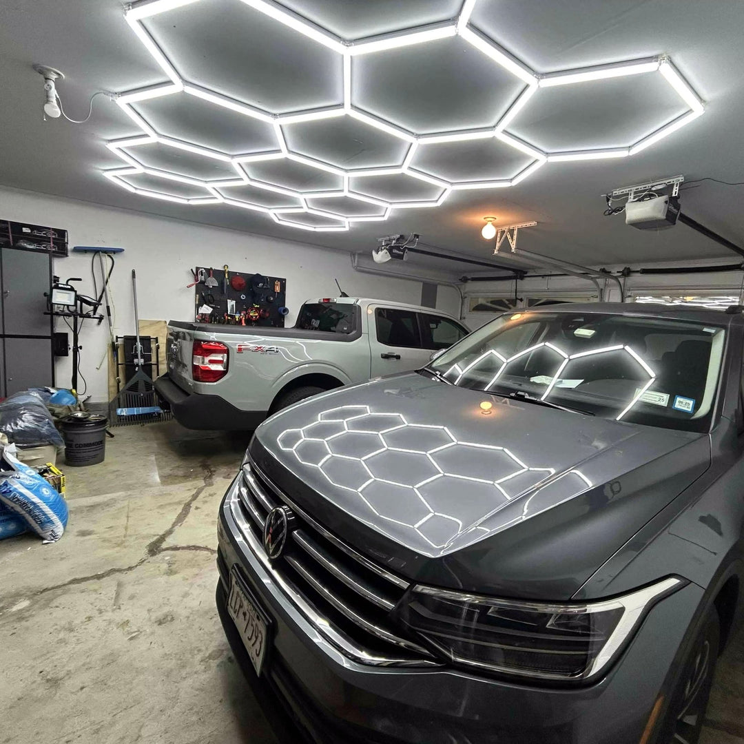 Dimmable Hexagon Lights – 14 Grid LED Garage Lighting (13.1' × 7.9' / 4 m × 2.4 m) for Garages– HEXLEDLIGHTING – Pic 4