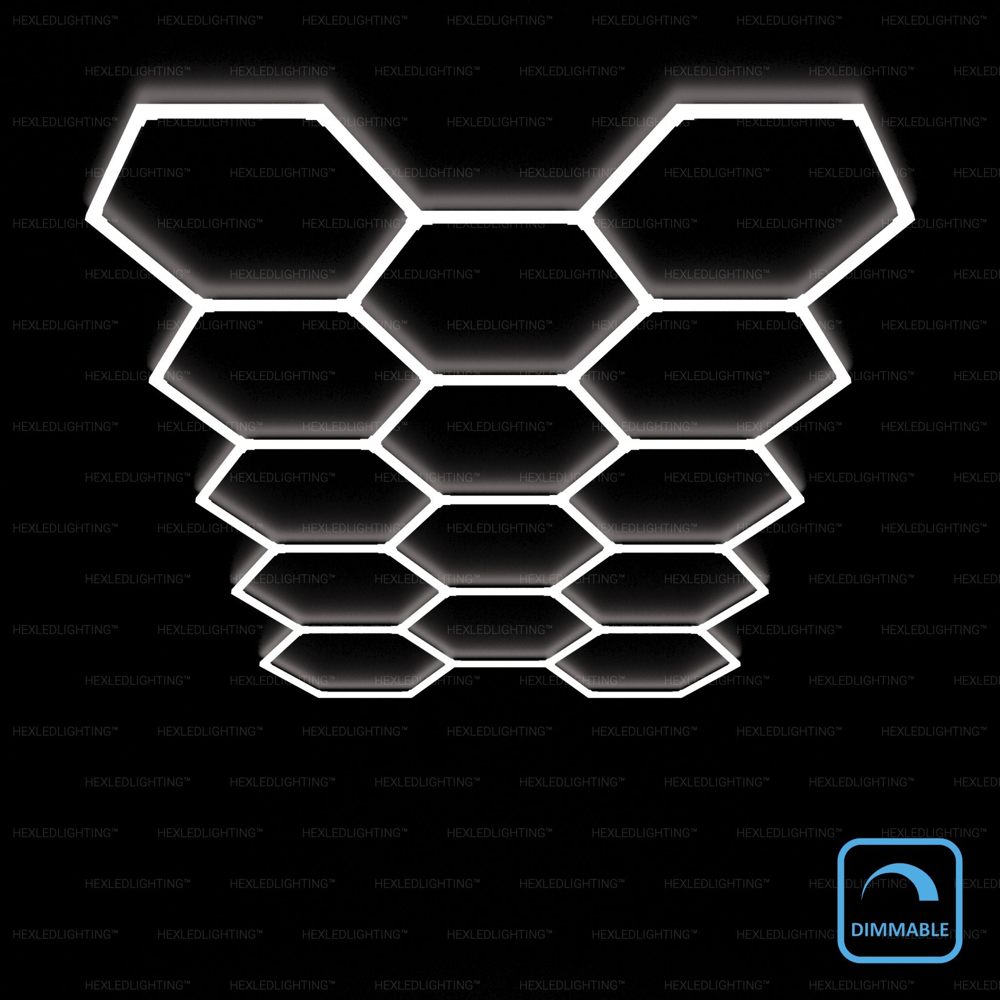 Dimmable Hexagon Lights – 14 Grid LED Garage Lighting (13.1' × 7.9'）