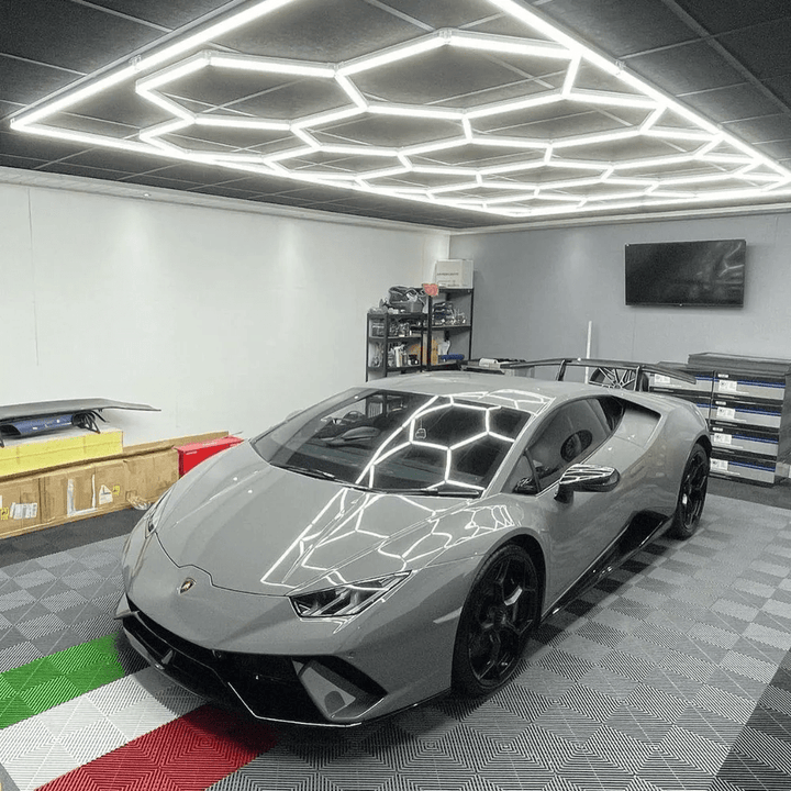 Dimmable Hexagon Lights – 15 Grid Border LED Garage Lighting (15.7' × 7.9' / 4.8 m × 2.4 m) for Garages HEXLEDLIGHTING Pic 12