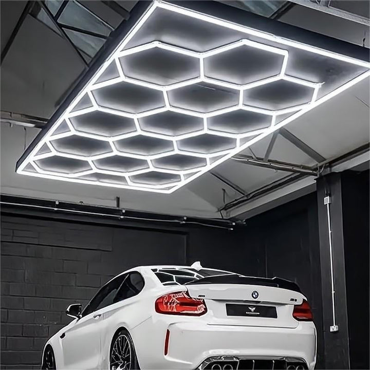 Dimmable Hexagon Lights – 15 Grid Border LED Garage Lighting (15.7' × 7.9' / 4.8 m × 2.4 m) for Garages –HEXLEDLIGHTING Pic 7