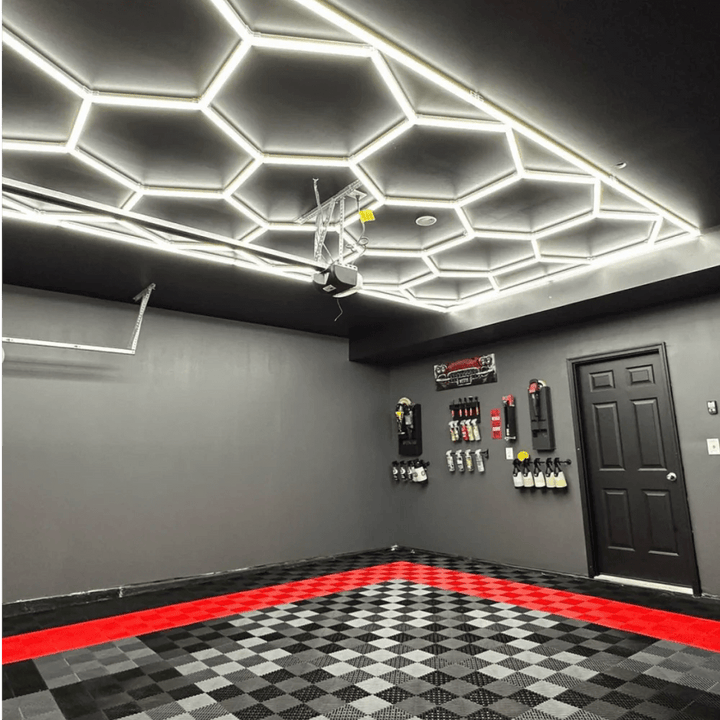 Dimmable Hexagon Lights – 15 Grid Border LED Garage Lighting (15.7' × 7.9' / 4.8 m × 2.4 m) for Garages –HEXLEDLIGHTING Pic 4