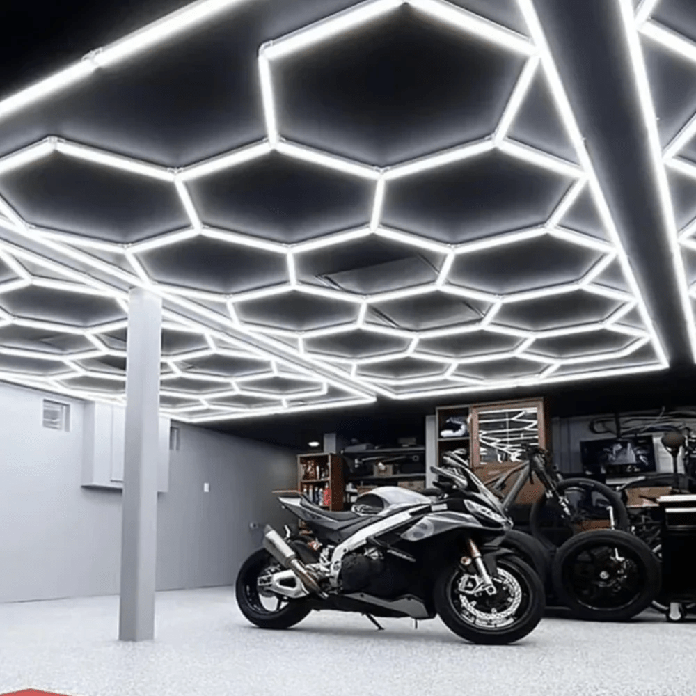 Dimmable Hexagon Lights – 15 Grid Border LED Garage Lighting (15.7' × 7.9' / 4.8 m × 2.4 m) for Garages HEXLEDLIGHTING Pic 16