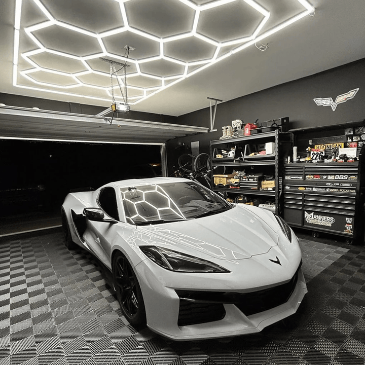 Dimmable Hexagon Lights – 15 Grid Border LED Garage Lighting (15.7' × 7.9' / 4.8 m × 2.4 m) for Garages –HEXLEDLIGHTING Pic 6