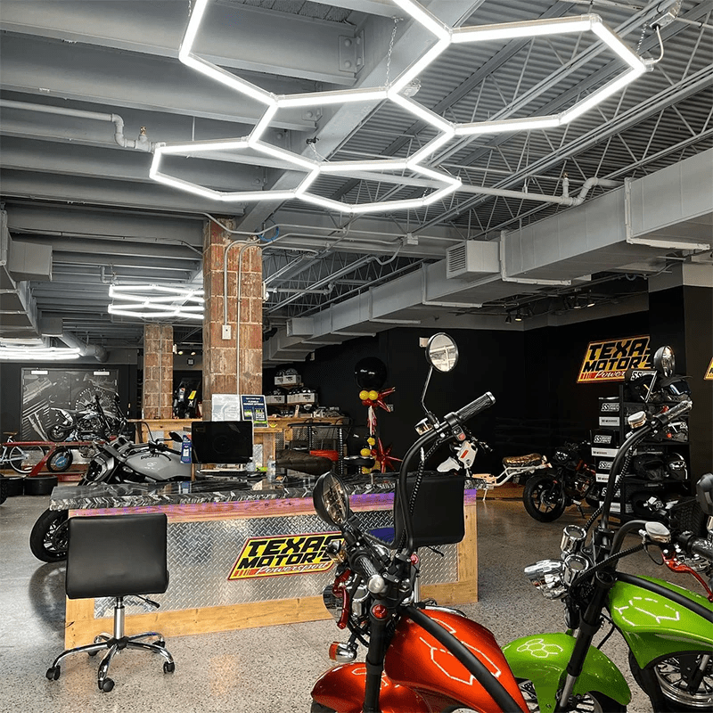 Dimmable Hexagon Lights – 5 Grid LED Garage Lighting (7.9' × 5.3' / 2.4 m × 1.6 m) for Garages – HEXLEDLIGHTING – Pic 11