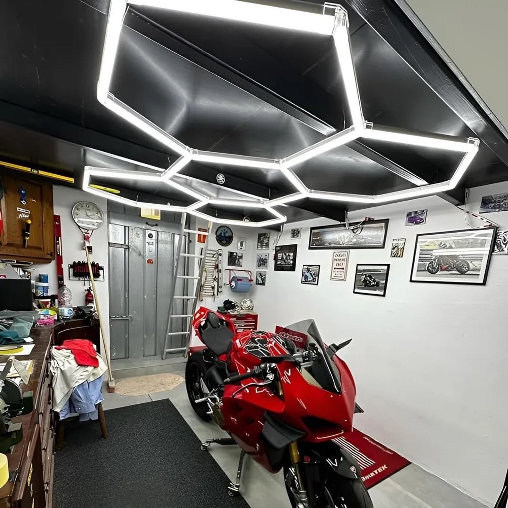 Dimmable Hexagon Lights – 5 Grid LED Garage Lighting (7.9' × 5.3' / 2.4 m × 1.6 m) for Garages – HEXLEDLIGHTING – Pic 5
