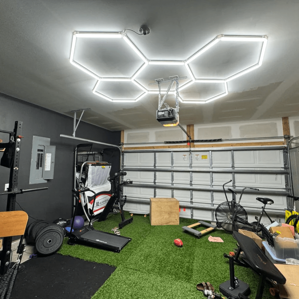 Dimmable Hexagon Lights – 5 Grid LED Garage Lighting (7.9' × 5.3' / 2.4 m × 1.6 m) for Garages – HEXLEDLIGHTING – Pic 4