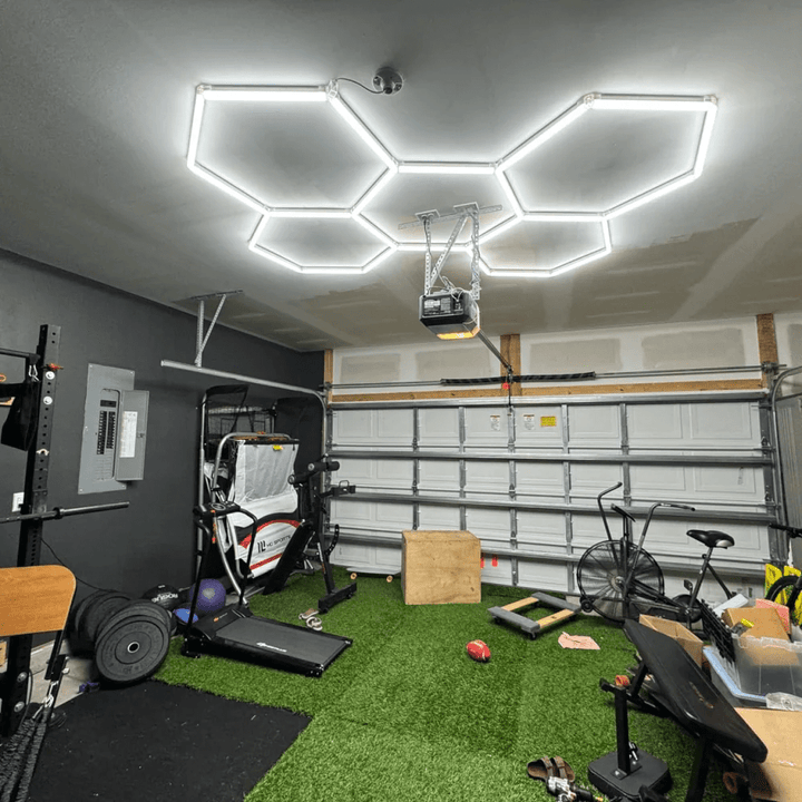Dimmable Hexagon Lights – 5 Grid LED Garage Lighting (7.9' × 5.3' / 2.4 m × 1.6 m) for Garages – HEXLEDLIGHTING – Pic 4