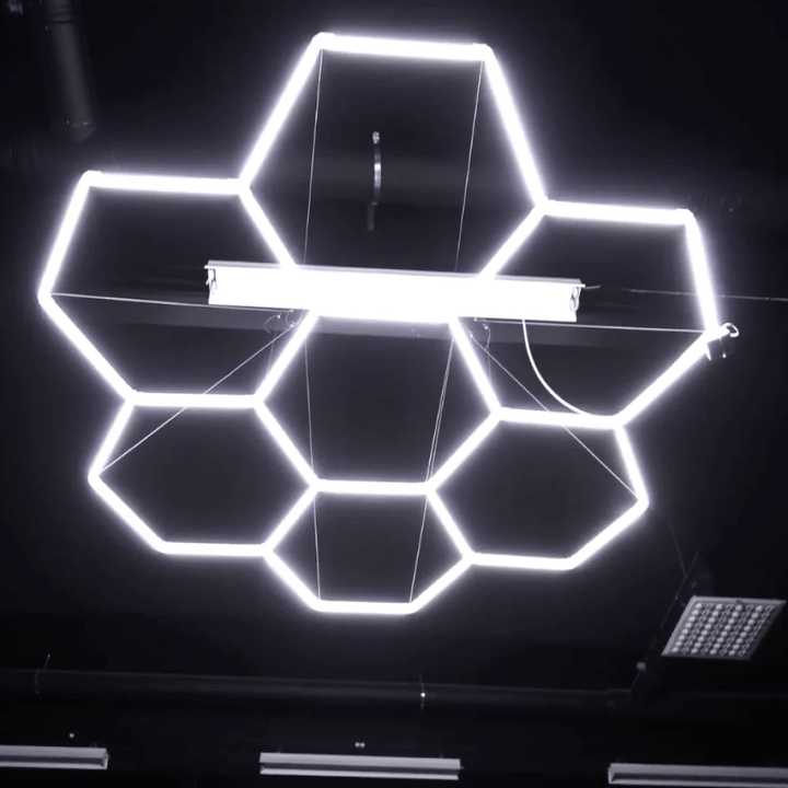Dimmable Hexagon Lights – 7 Circle Grid LED Garage Lighting (8.2' × 7.9' / 2.5 m × 2.4 m) for Garages– HEXLEDLIGHTING – Pic 5