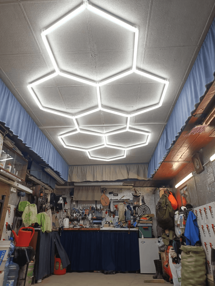 Dimmable Hexagon Lights – 7 Grid Long LED Garage Lighting (11.5' × 4.9' / 3.5 m × 1.5 m) for Garages– HEXLEDLIGHTING – Pic 7