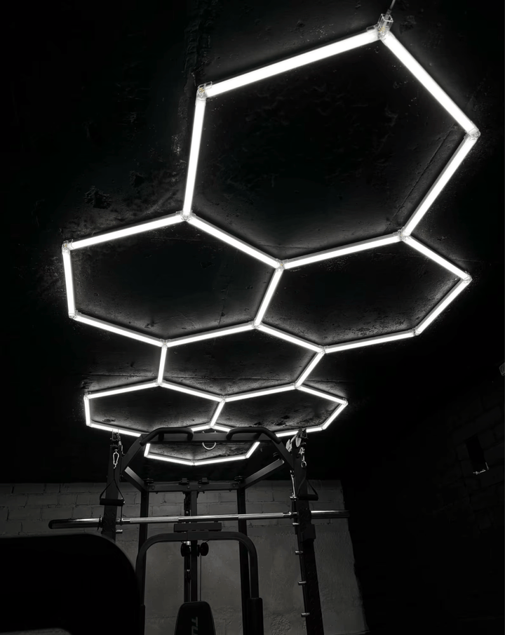 Dimmable Hexagon Lights – 7 Grid Long LED Garage Lighting (11.5' × 4.9' / 3.5 m × 1.5 m) for Garages– HEXLEDLIGHTING – Pic 3