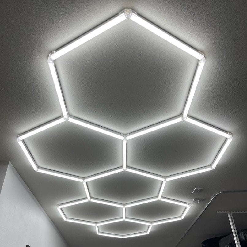 Dimmable Hexagon Lights – 7 Grid Long LED Garage Lighting (11.5' × 4.9' / 3.5 m × 1.5 m) for Garages– HEXLEDLIGHTING – Pic 6