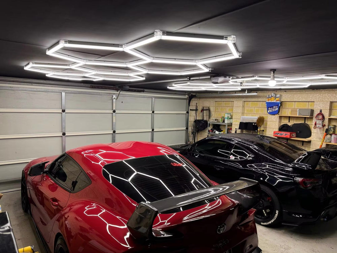 Dimmable Hexagon Lights – 7 Grid Long LED Garage Lighting (11.5' × 4.9' / 3.5 m × 1.5 m) for Garages– HEXLEDLIGHTING – Pic 5
