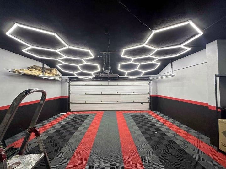 Dimmable Hexagon Lights – 7 Grid Long LED Garage Lighting (11.5' × 4.9' / 3.5 m × 1.5 m) for Garages– HEXLEDLIGHTING – Pic 2