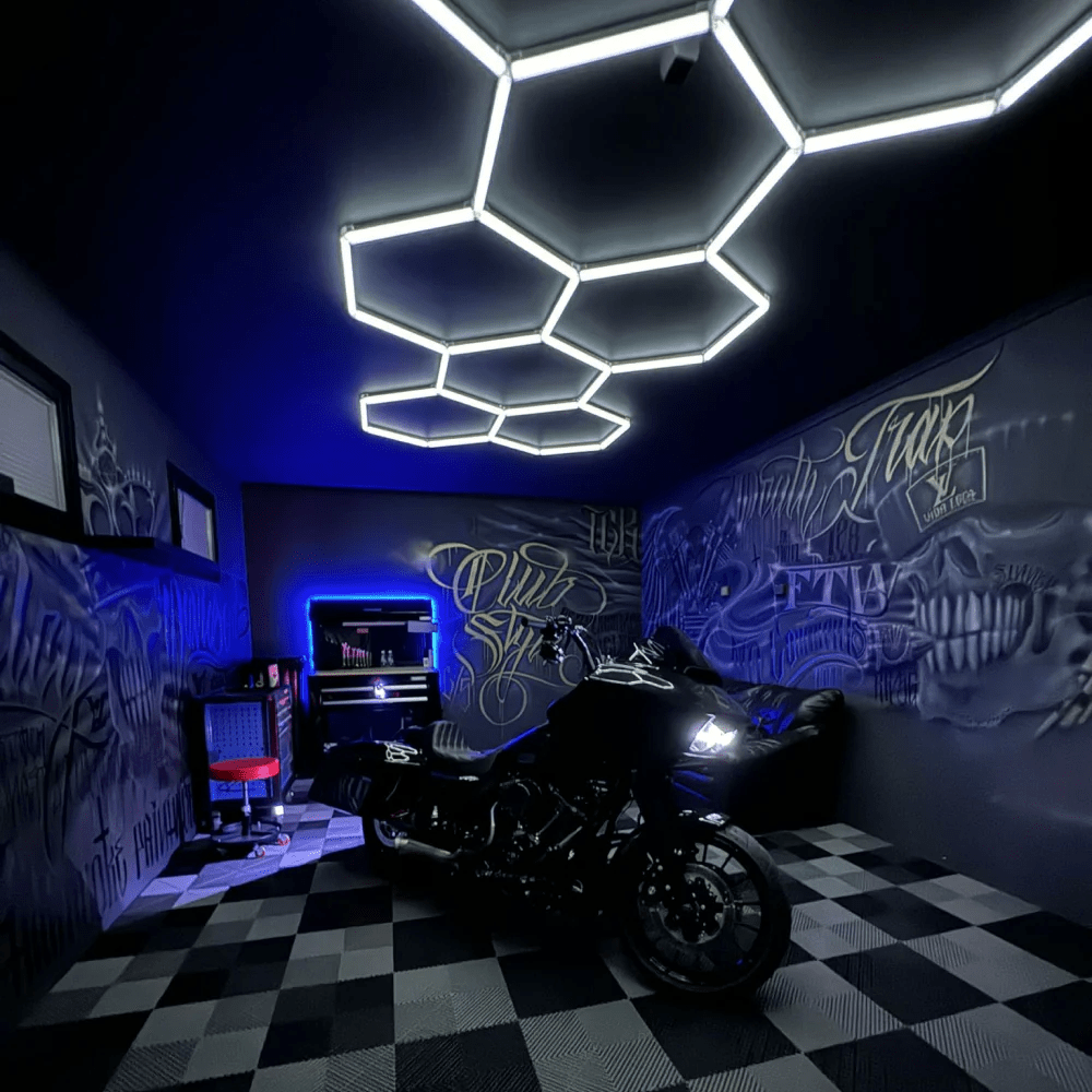 Dimmable Hexagon Lights – 8 Long Grid LED Garage Lighting (12.5' × 5.6' / 3.8 m × 1.7 m) for Garages– HEXLEDLIGHTING – Pic 5
